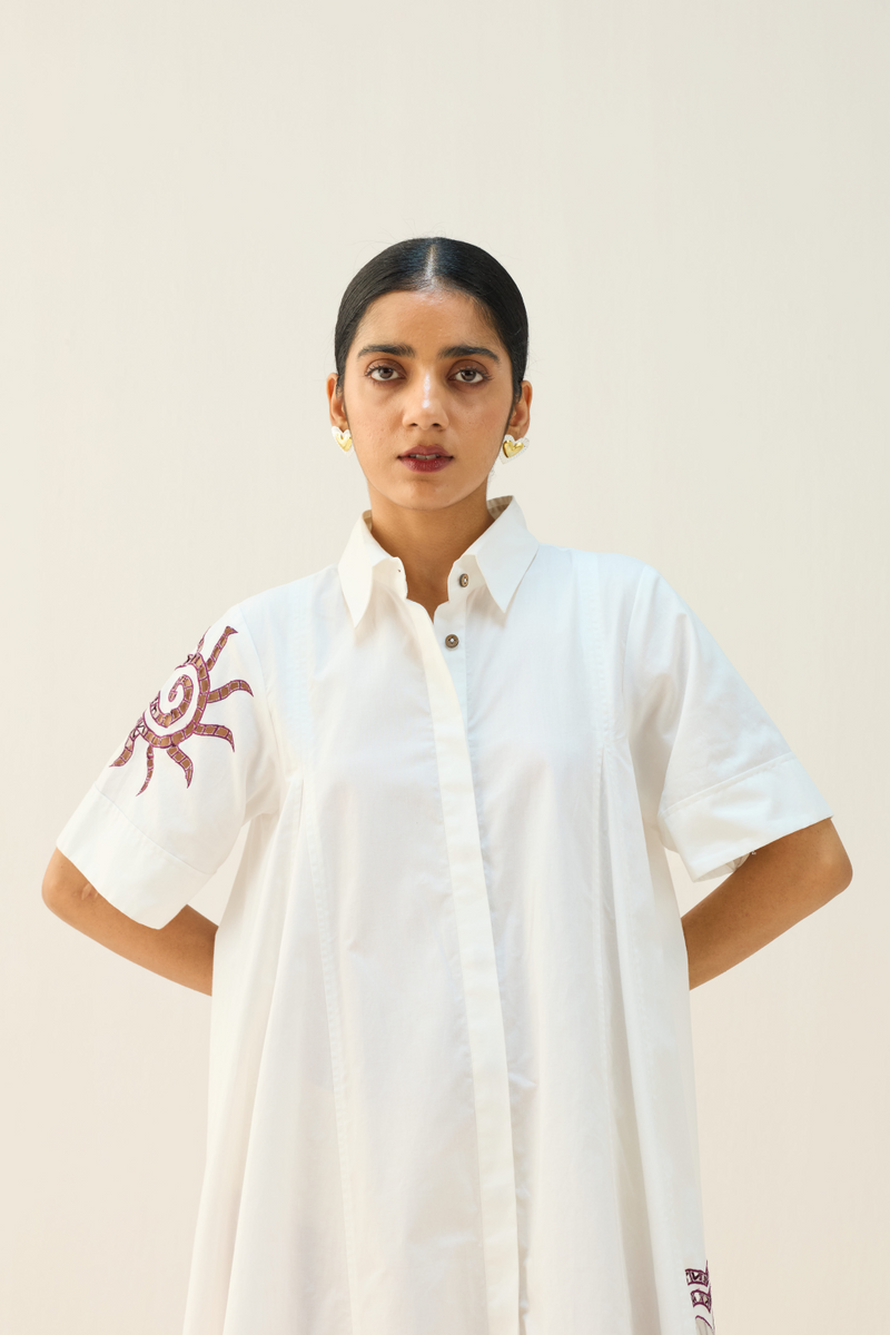 Arise Organic Cotton Shirt Dress cotton by Sui in white color for women Worldwide