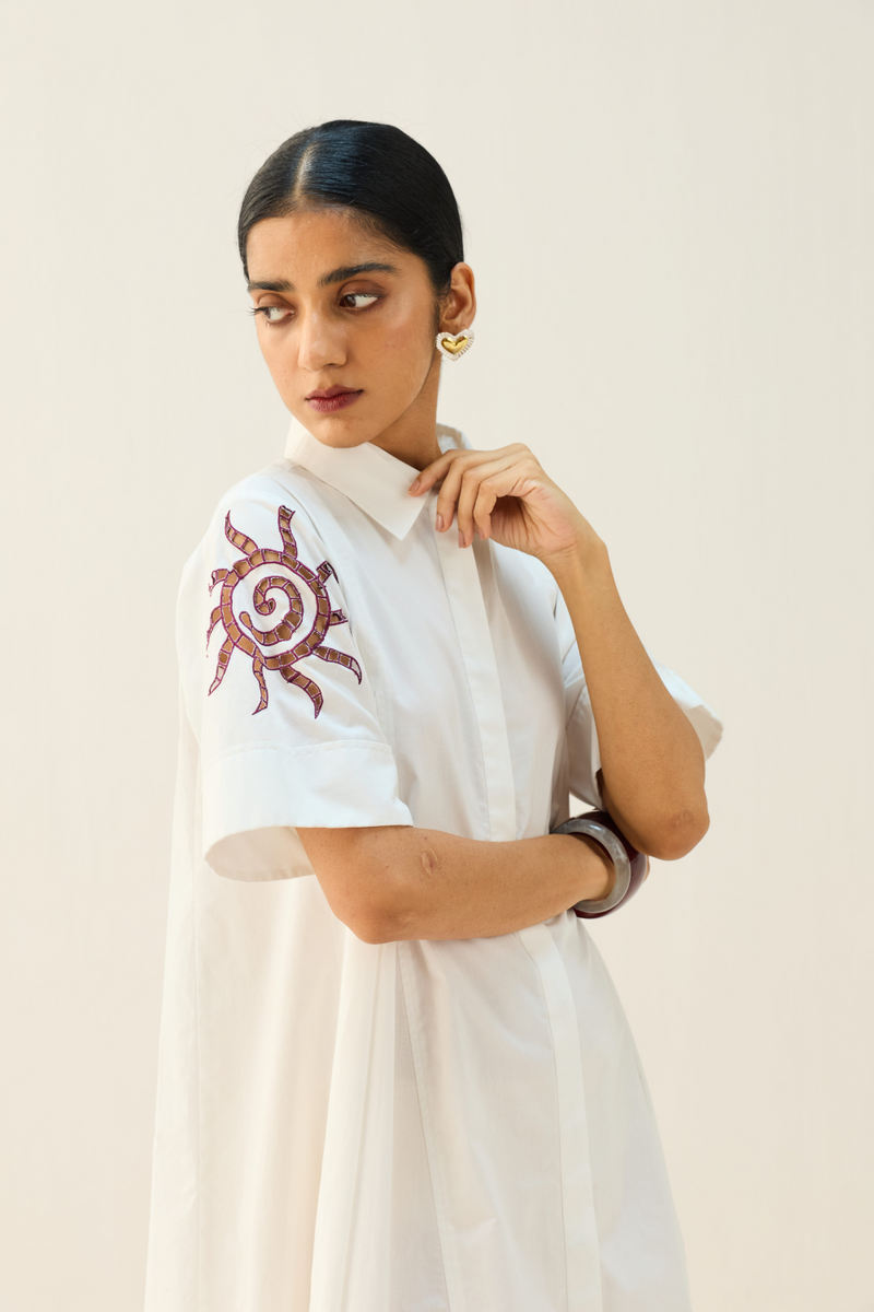 Arise Organic Cotton Shirt Dress cotton by Sui in white color for women Worldwide