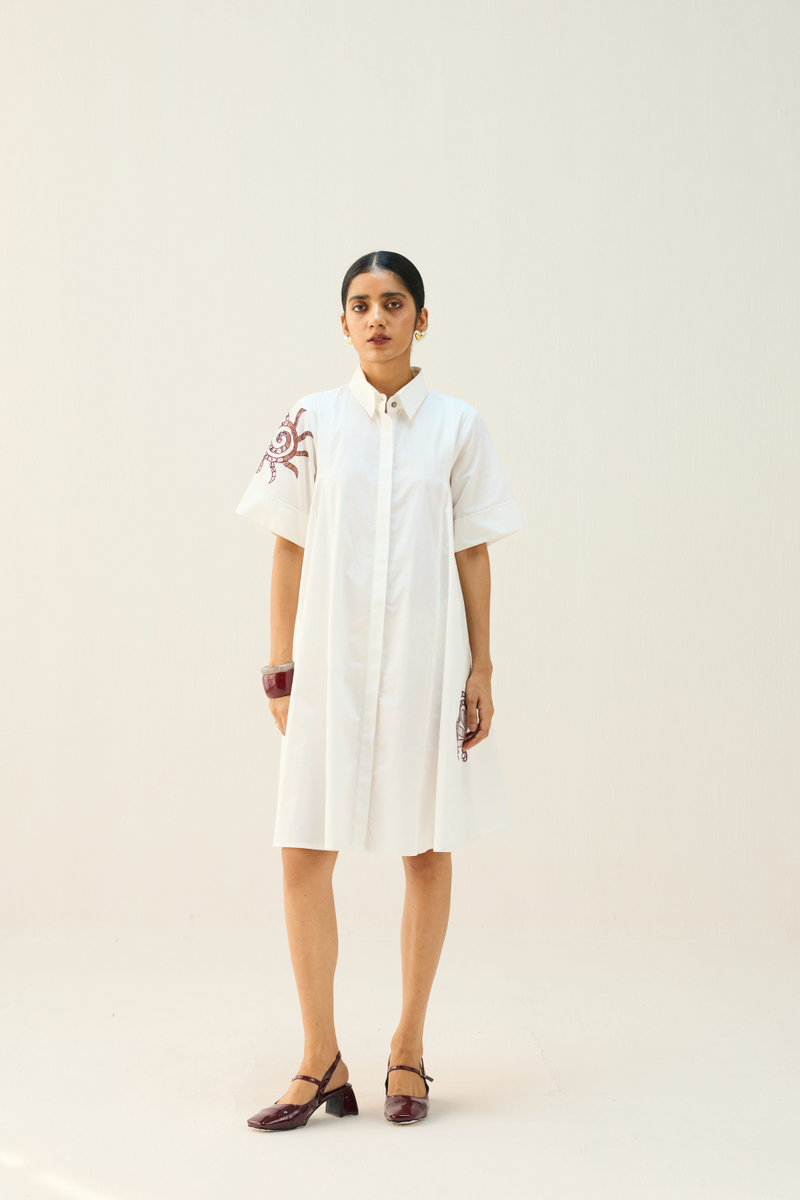 Arise Organic Cotton Shirt Dress cotton by Sui in white color for women Worldwide