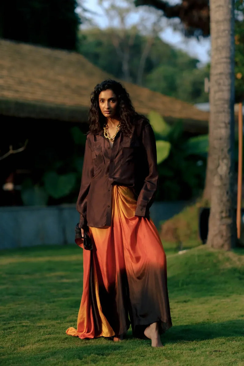 Arka Sunset Silk Set silk by Ituvana for women Worldwide