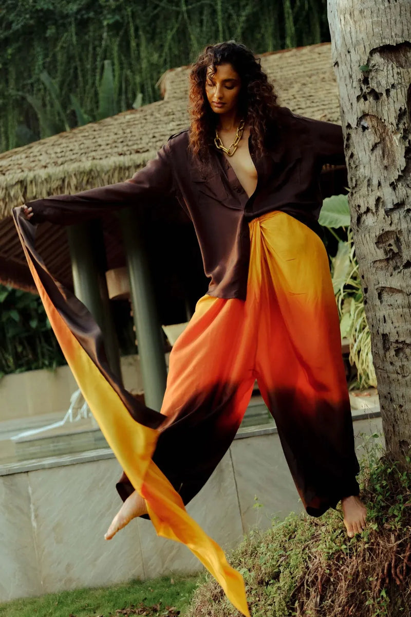 Arka Sunset Silk Set silk by Ituvana for women Worldwide