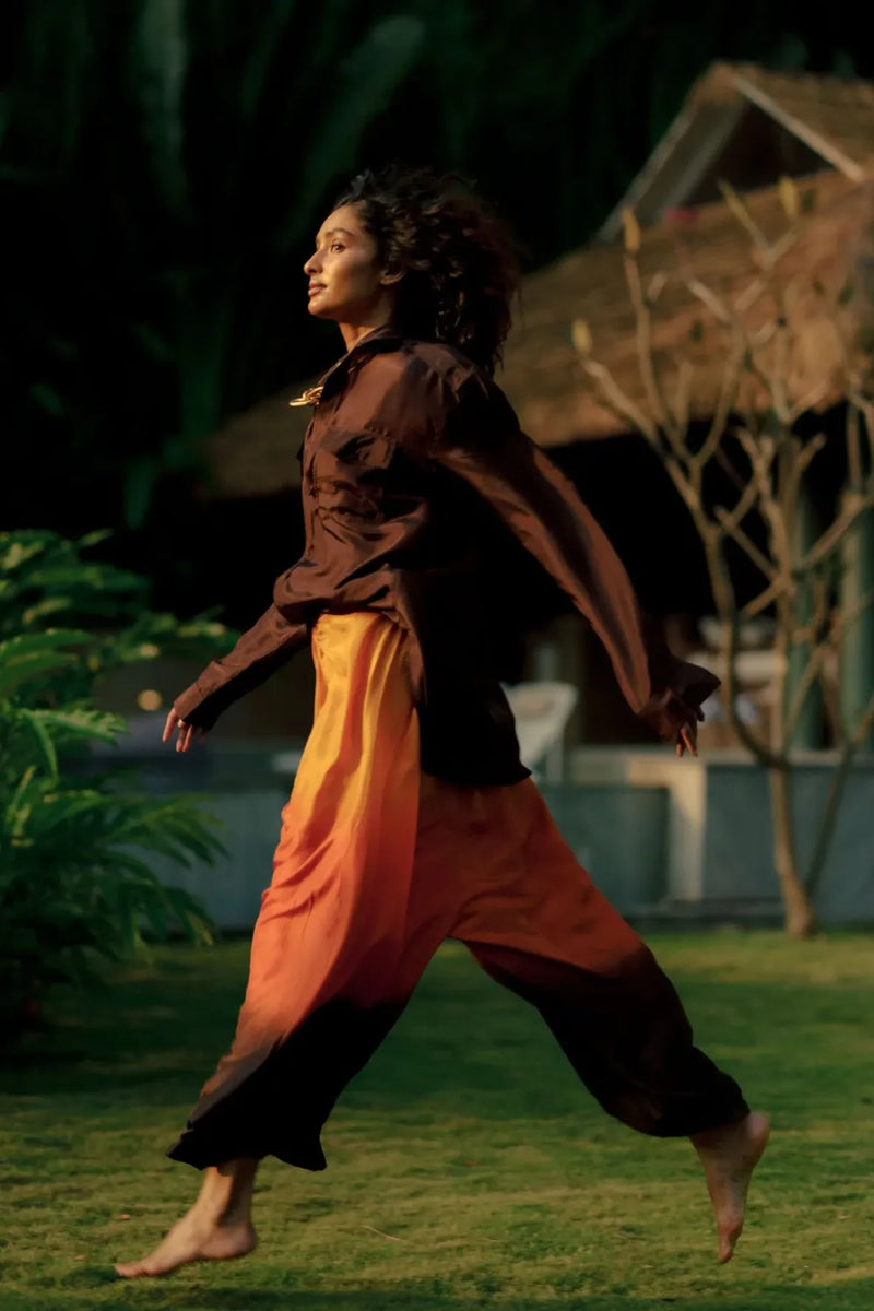 Arka Sunset Silk Set silk by Ituvana for women Worldwide