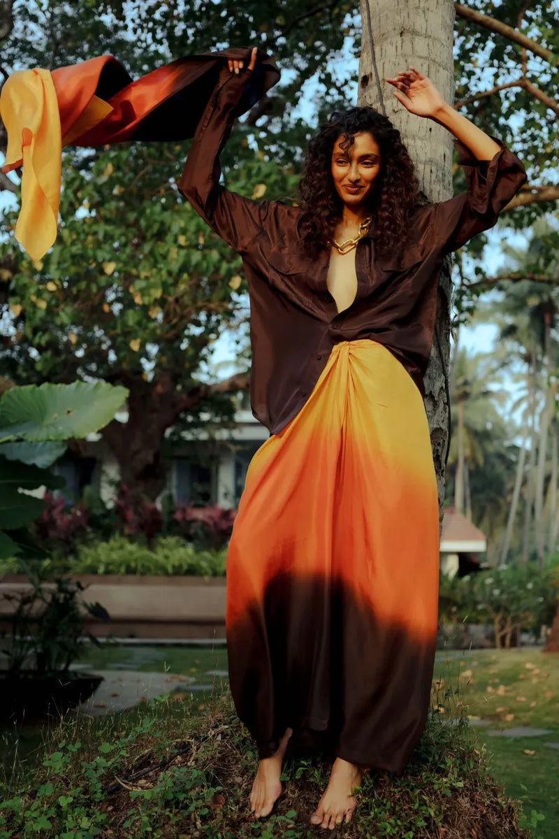 Arka Sunset Silk Set silk by Ituvana for women Worldwide