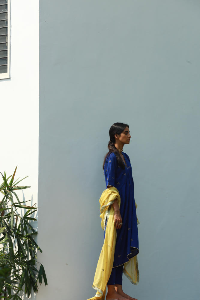 Arsh kurta-set cotton Kurta/Kurta Sets by Khara Kapas in blue for women Worldwide