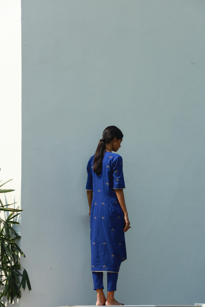 Arsh kurta-set cotton Kurta/Kurta Sets by Khara Kapas in blue for women Worldwide