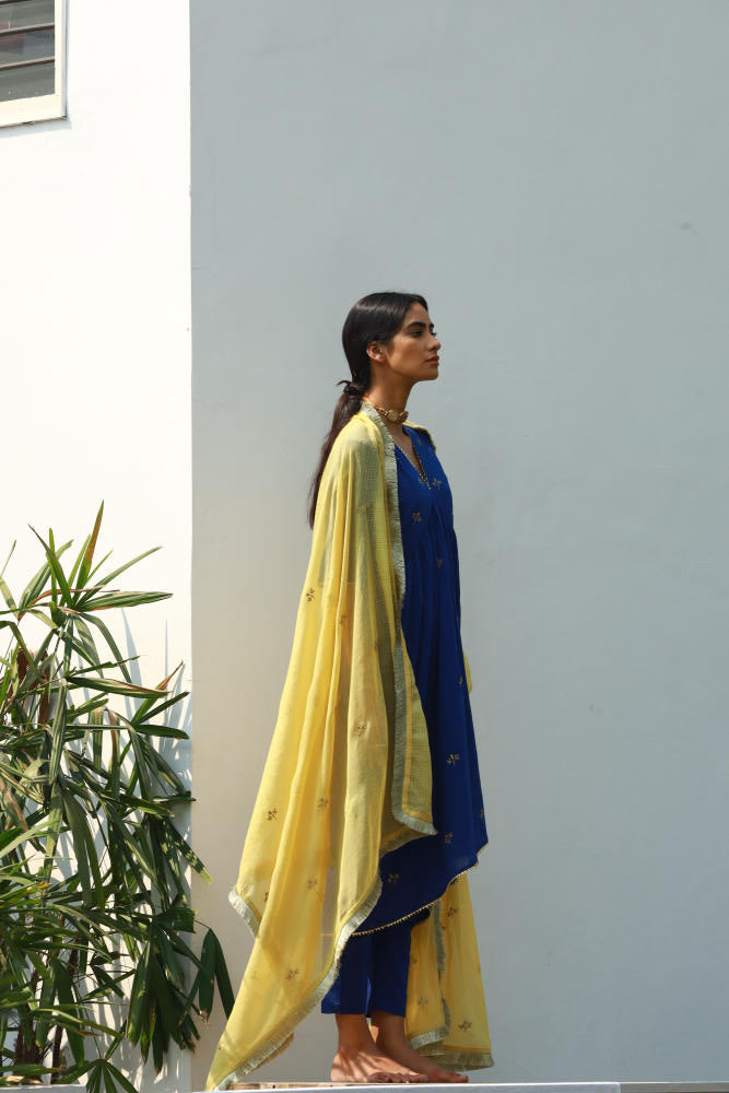 Arsh kurta-set cotton Kurta/Kurta Sets by Khara Kapas in blue for women Worldwide