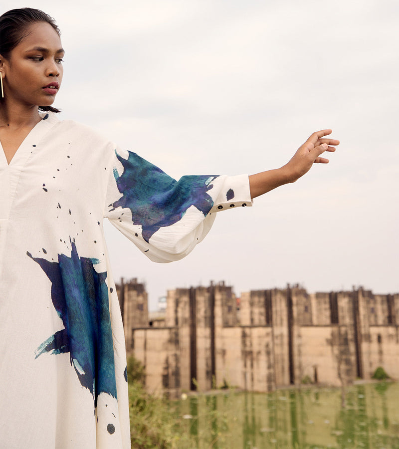 Osprey dress cotton by Khara Kapas in white for women Worldwide