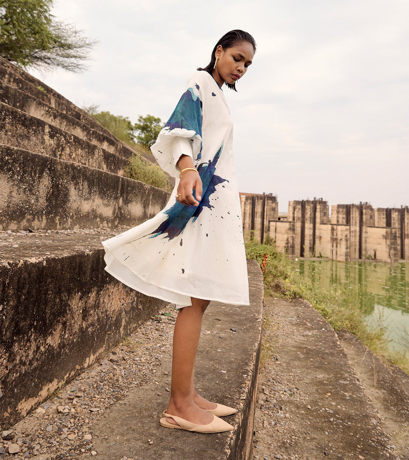 Osprey dress cotton by Khara Kapas in white for women Worldwide
