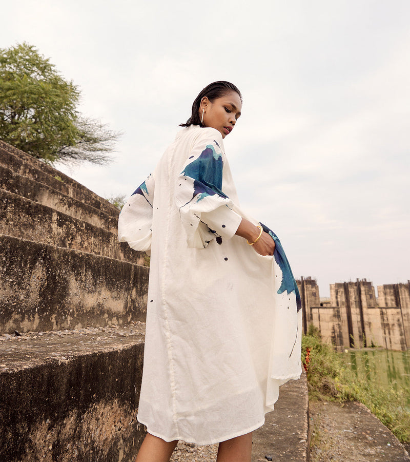 Osprey dress cotton by Khara Kapas in white for women Worldwide