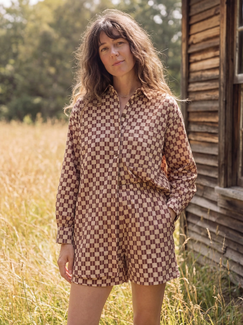 Artist Smock — Brown Matchstick by World of Crow in brown color for women Worldwide
