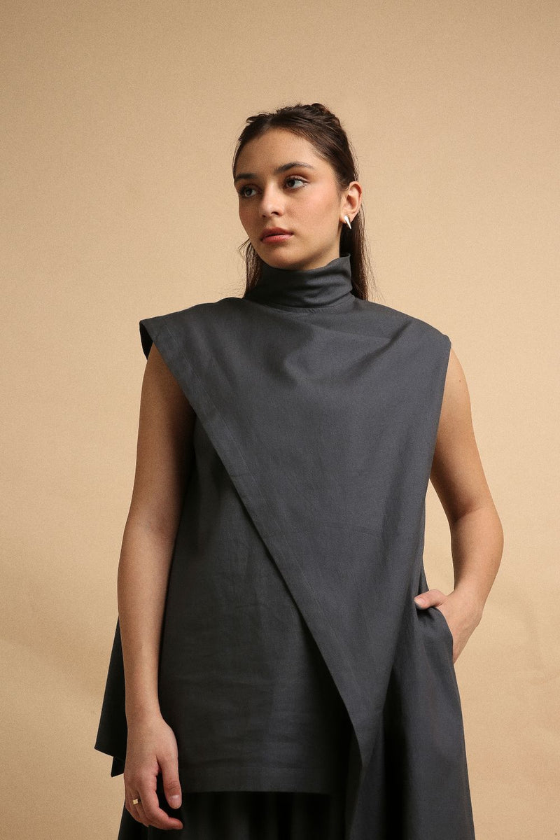 grey toga dress TPZ* VENETIA PLEATED TOGA MAXI DRESS IN MISTY GREY