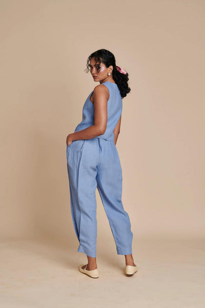 Ashwem Linen Side Pleated Pants