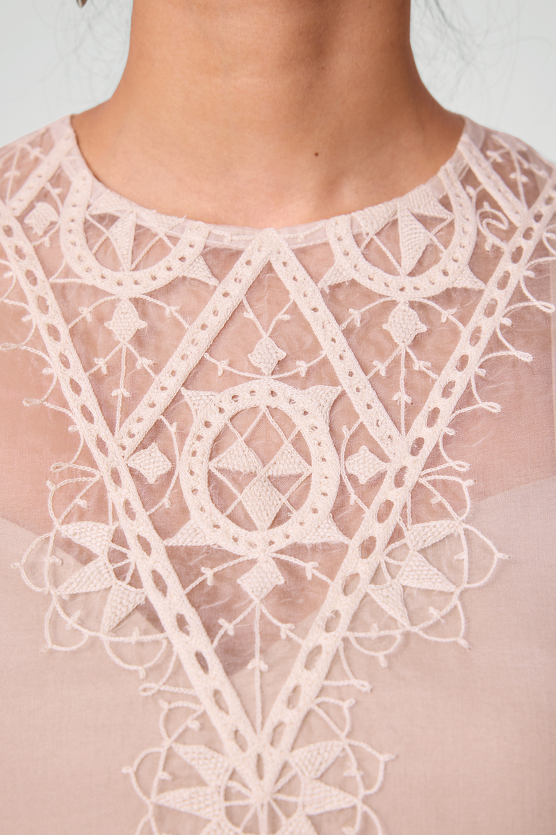 Asmee Off White Embroidered Top