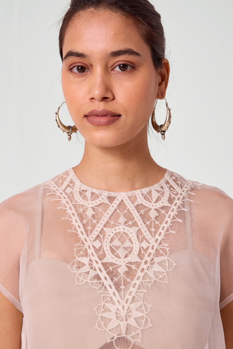 Asmee Off White Embroidered Top