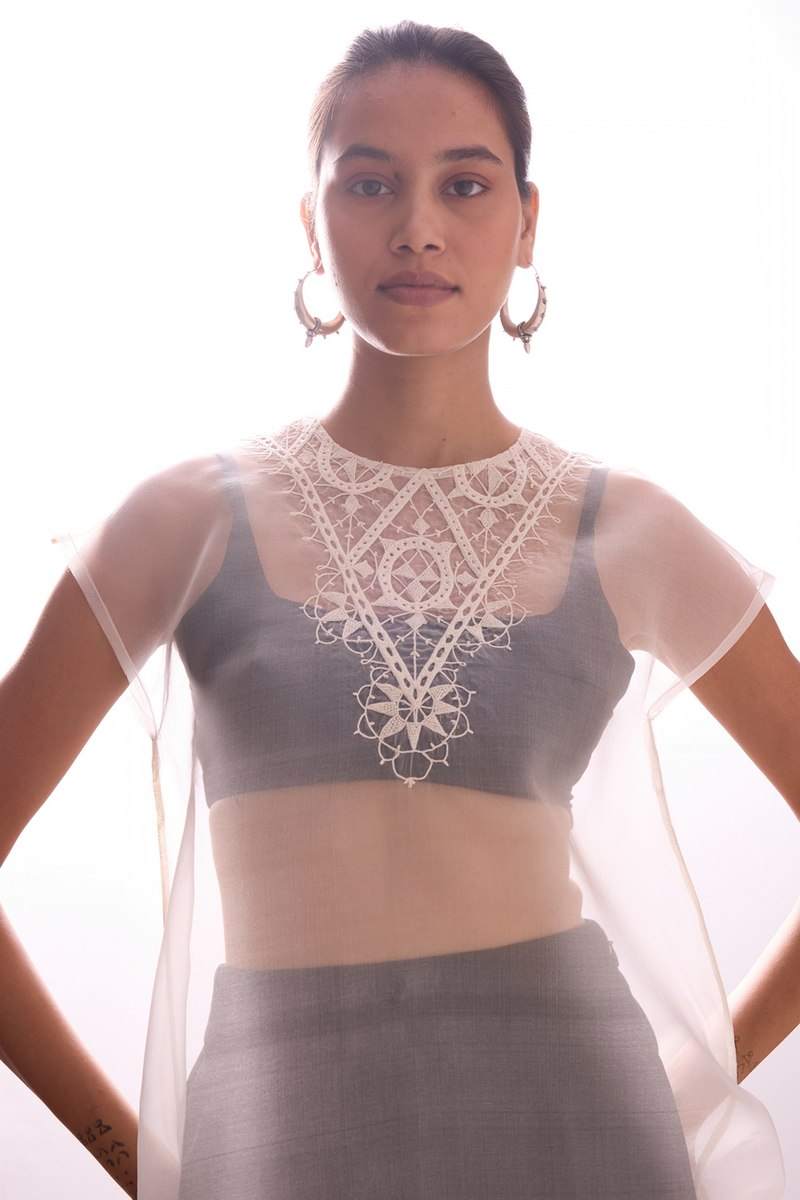 Asmee Off White Embroidered Top