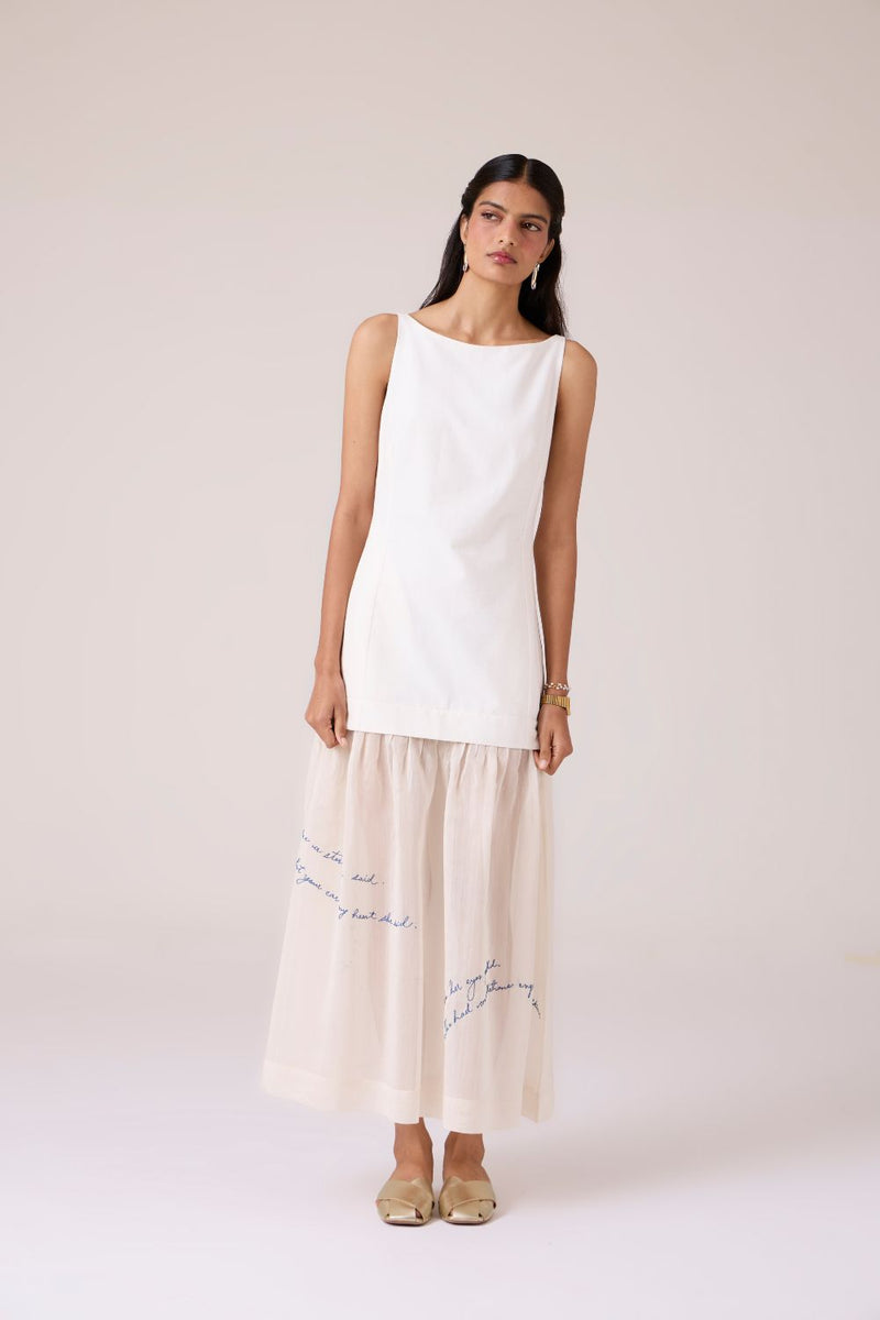 Astra White Embroidered Maxi Dress chanderi by The Summer House in white color for women Worldwide
