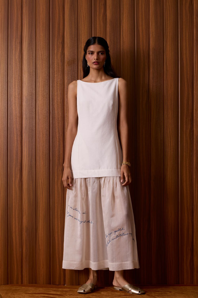 Astra White Embroidered Maxi Dress chanderi by The Summer House in white color for women Worldwide