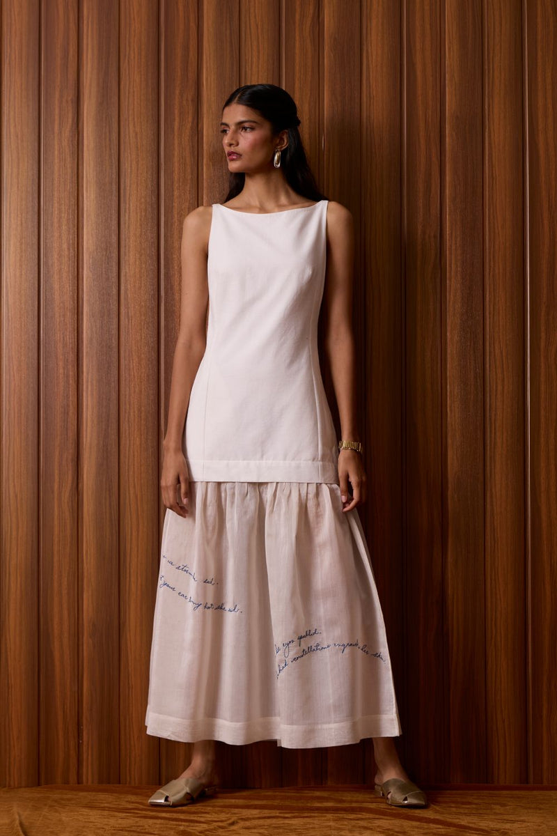 Astra White Embroidered Maxi Dress chanderi by The Summer House in white color for women Worldwide