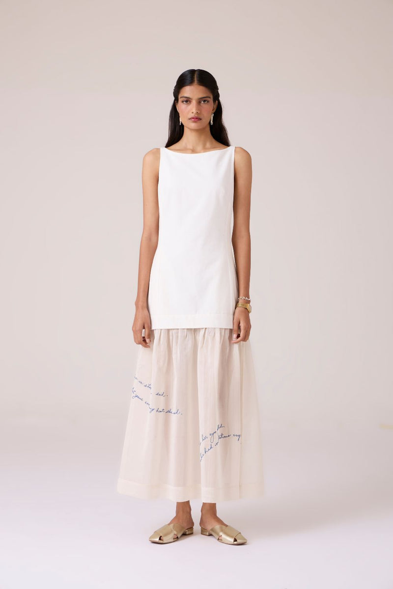 Astra White Embroidered Maxi Dress chanderi by The Summer House in white color for women Worldwide
