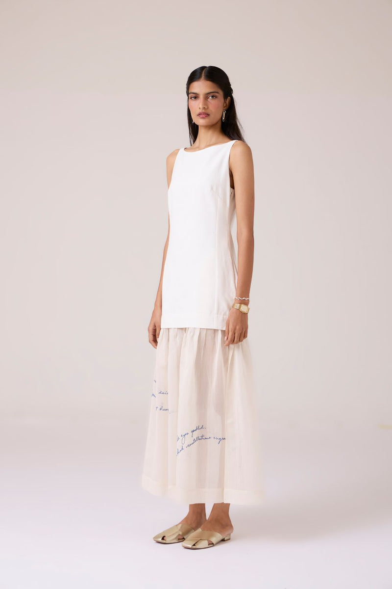 Astra White Embroidered Maxi Dress chanderi by The Summer House in white color for women Worldwide