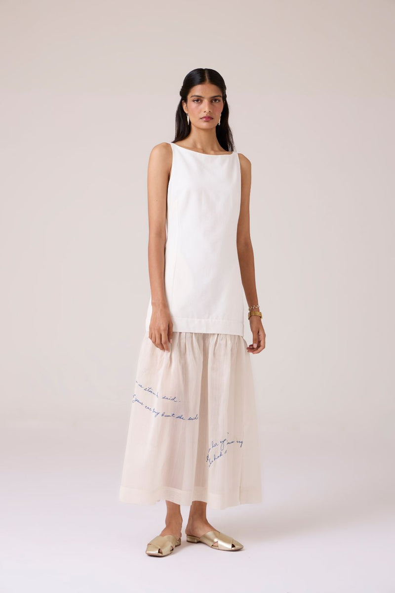 Astra White Embroidered Maxi Dress chanderi by The Summer House in white color for women Worldwide