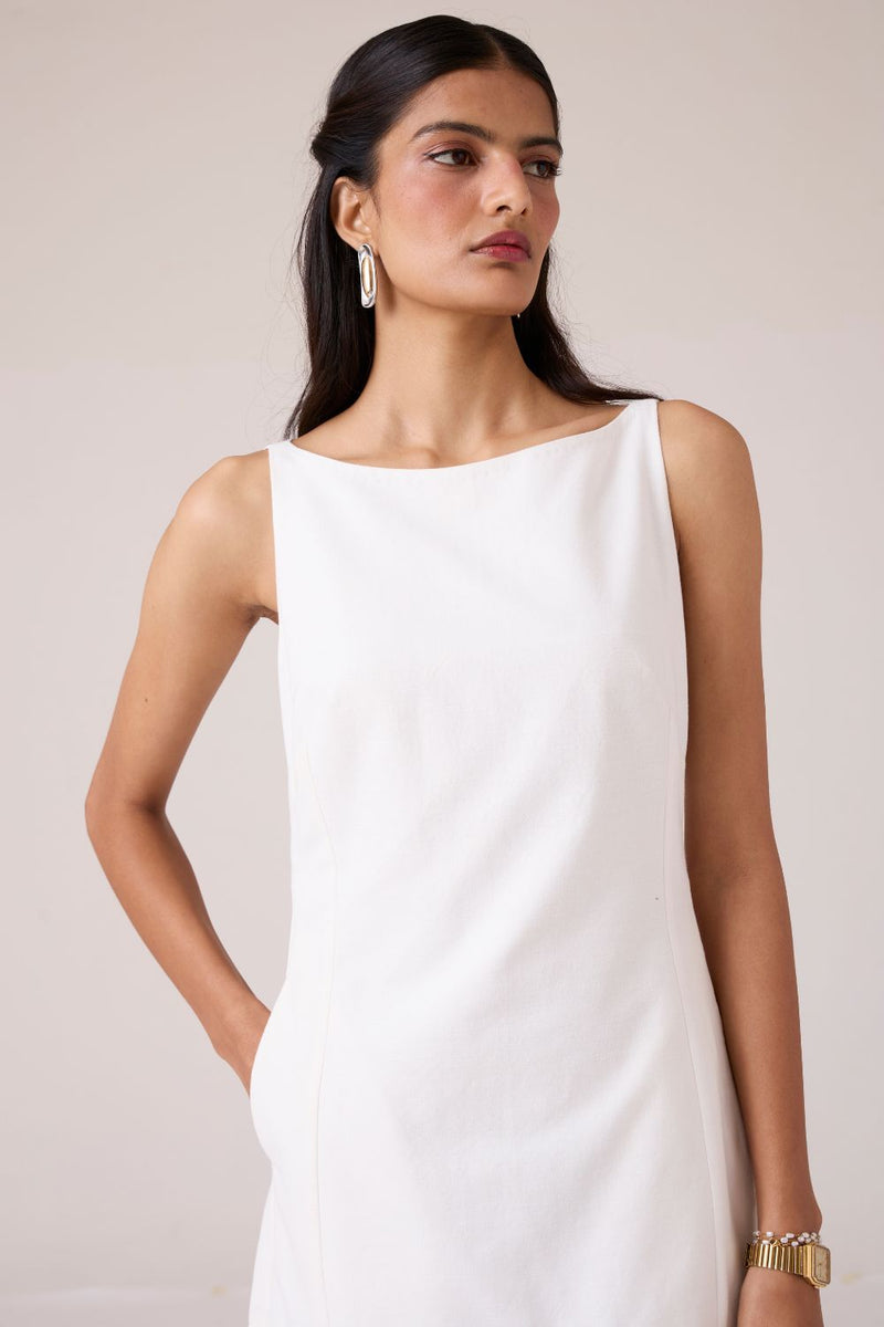 Astra White Embroidered Maxi Dress chanderi by The Summer House in white color for women Worldwide