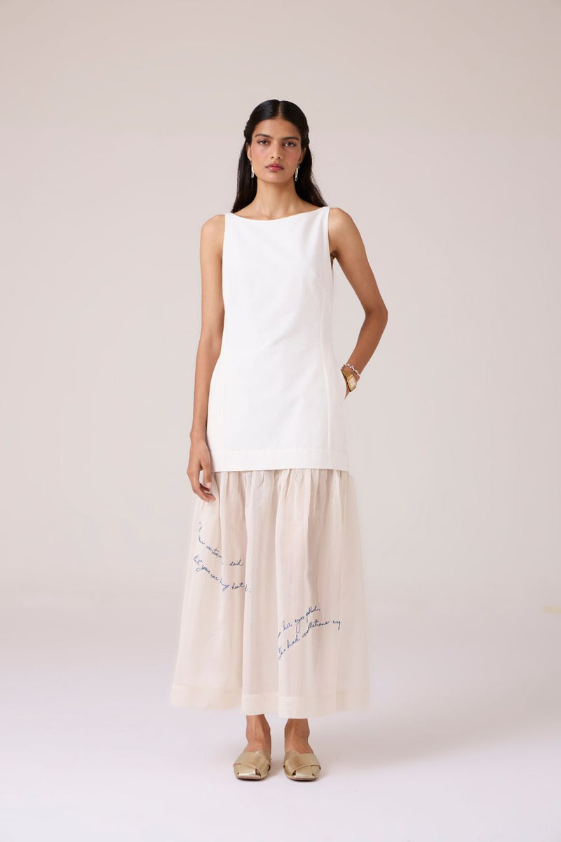 Astra White Embroidered Maxi Dress chanderi by The Summer House in white color for women Worldwide
