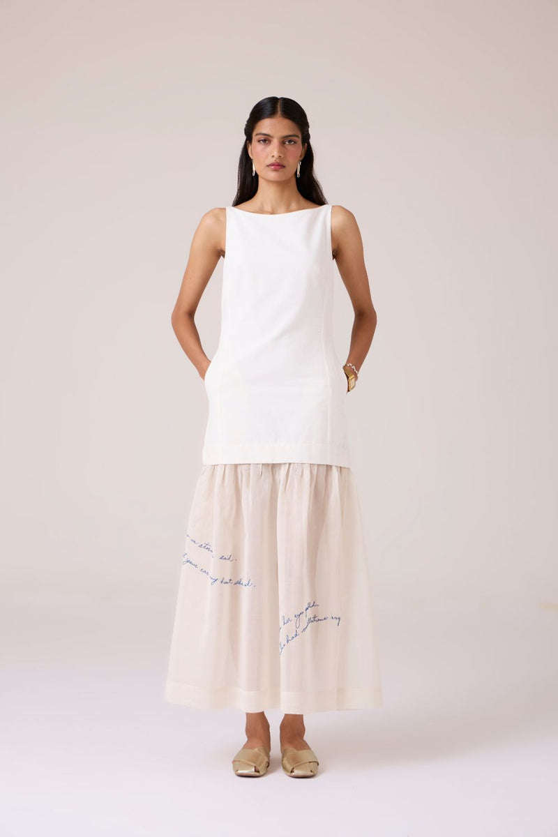 Astra White Embroidered Maxi Dress chanderi by The Summer House in white color for women Worldwide