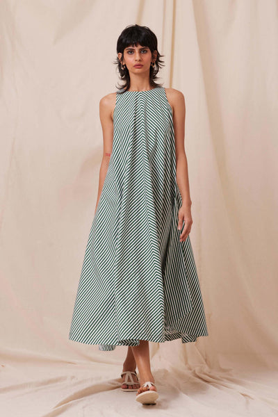 Audric Dress - Green Stripe