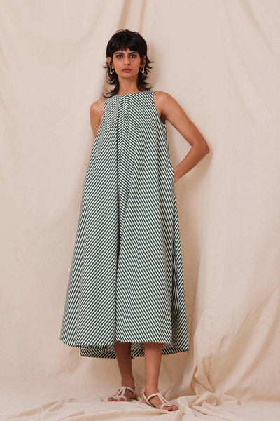 Audric Dress - Green Stripe