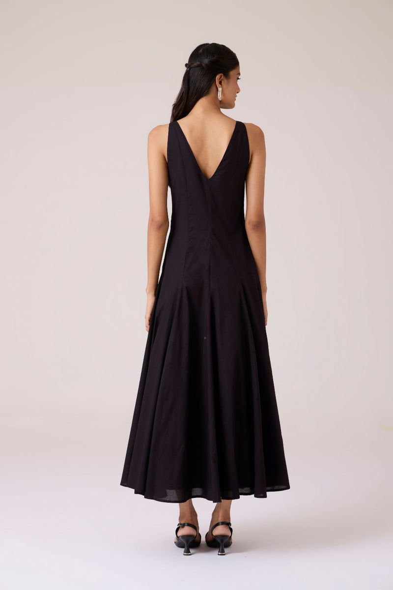 Aurora Black Panelled Dress cotton by The Summer House in black color for women Worldwide
