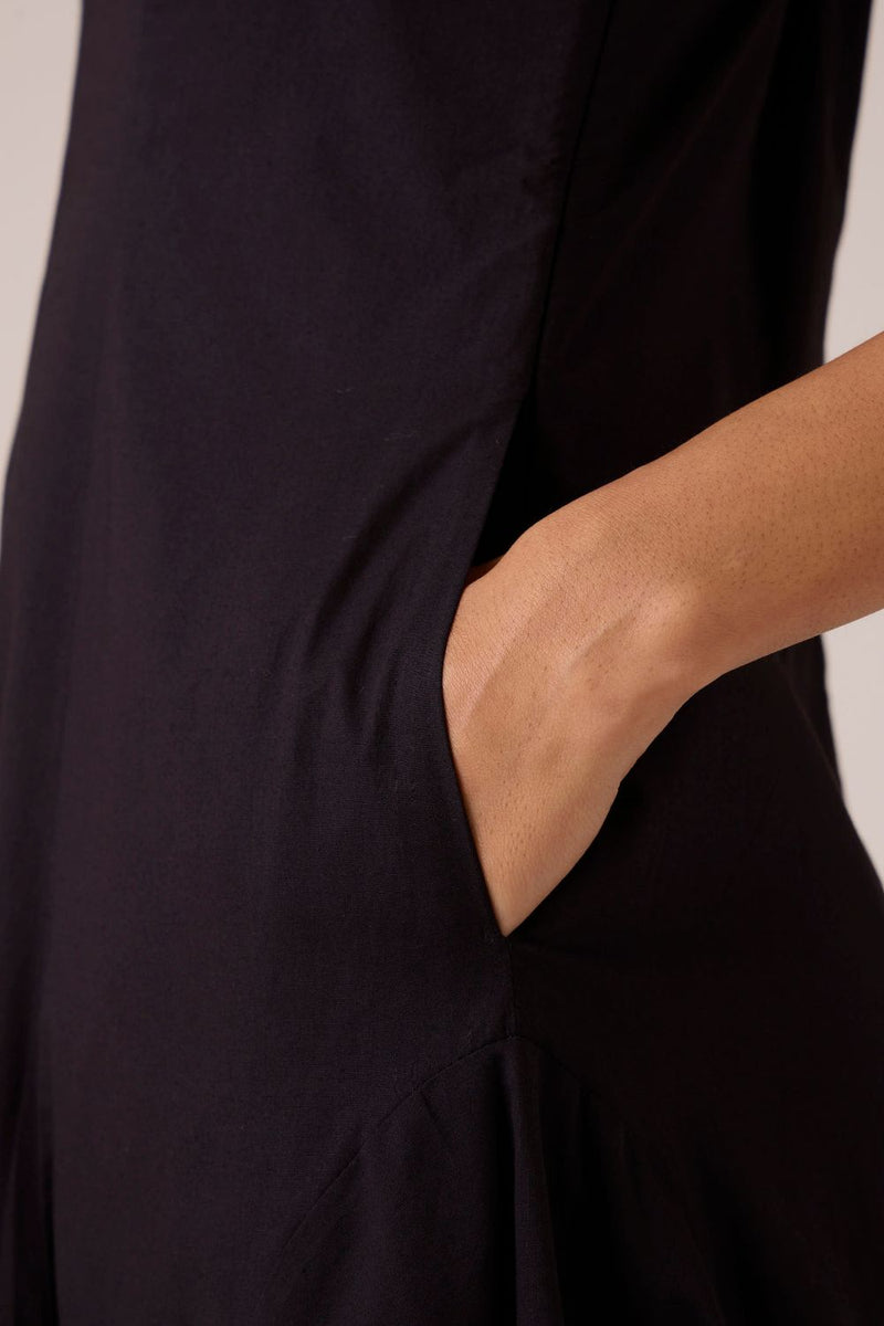 Aurora Black Panelled Dress cotton by The Summer House in black color for women Worldwide