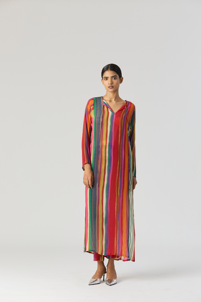 AURORA CREPE KURTA SET mul by Yam in multi color for women Worldwide