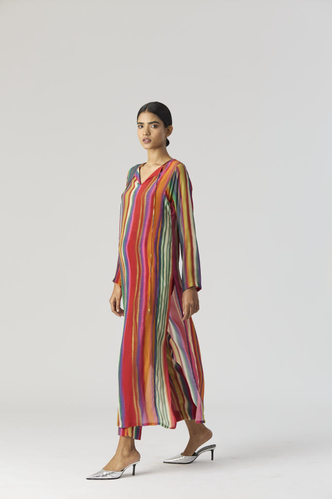 AURORA CREPE KURTA SET mul by Yam in multi color for women Worldwide