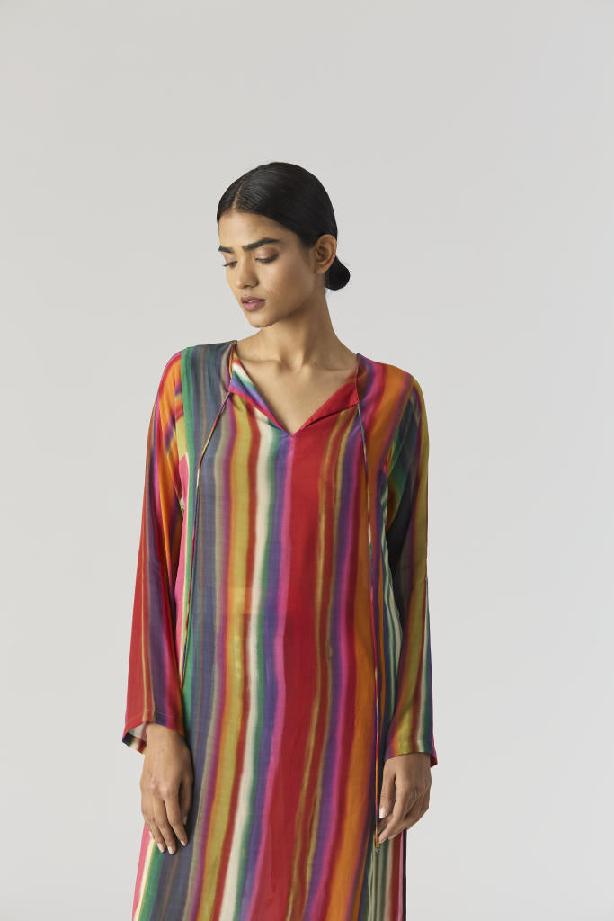 AURORA CREPE KURTA SET mul by Yam in multi color for women Worldwide