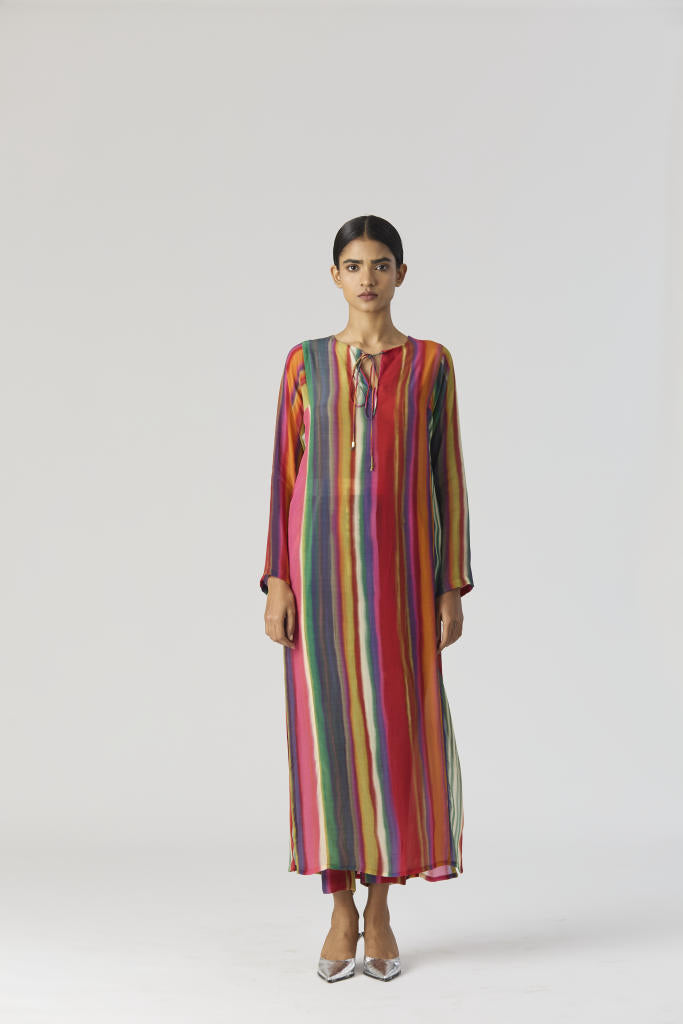 AURORA CREPE KURTA SET mul by Yam in multi color for women Worldwide