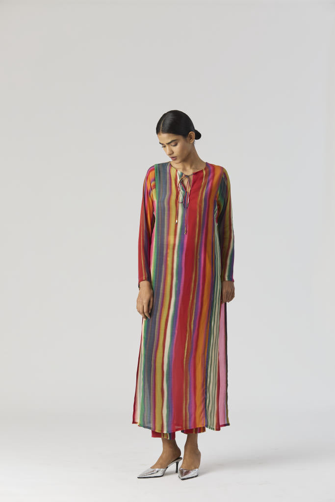 AURORA CREPE KURTA SET mul by Yam in multi color for women Worldwide