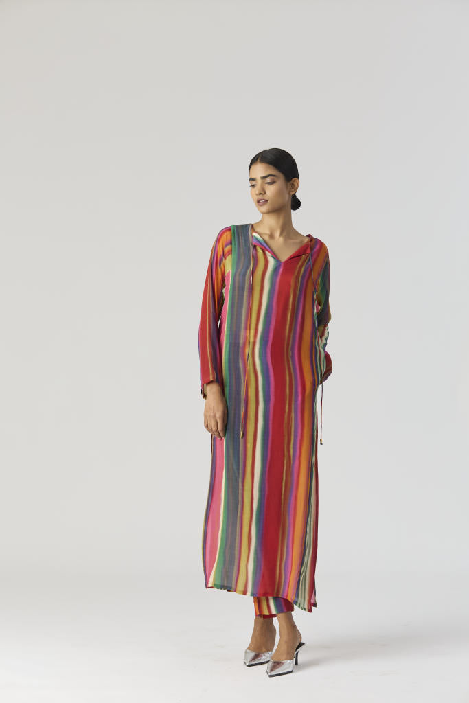 AURORA CREPE KURTA SET mul by Yam in multi color for women Worldwide