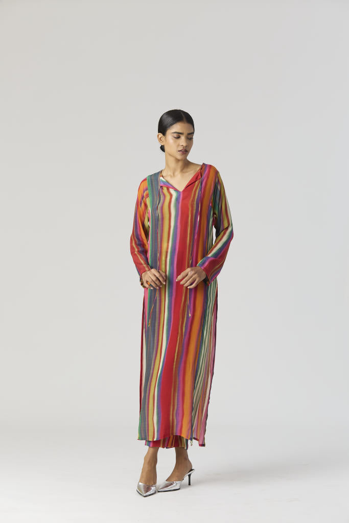 AURORA CREPE KURTA SET mul by Yam in multi color for women Worldwide