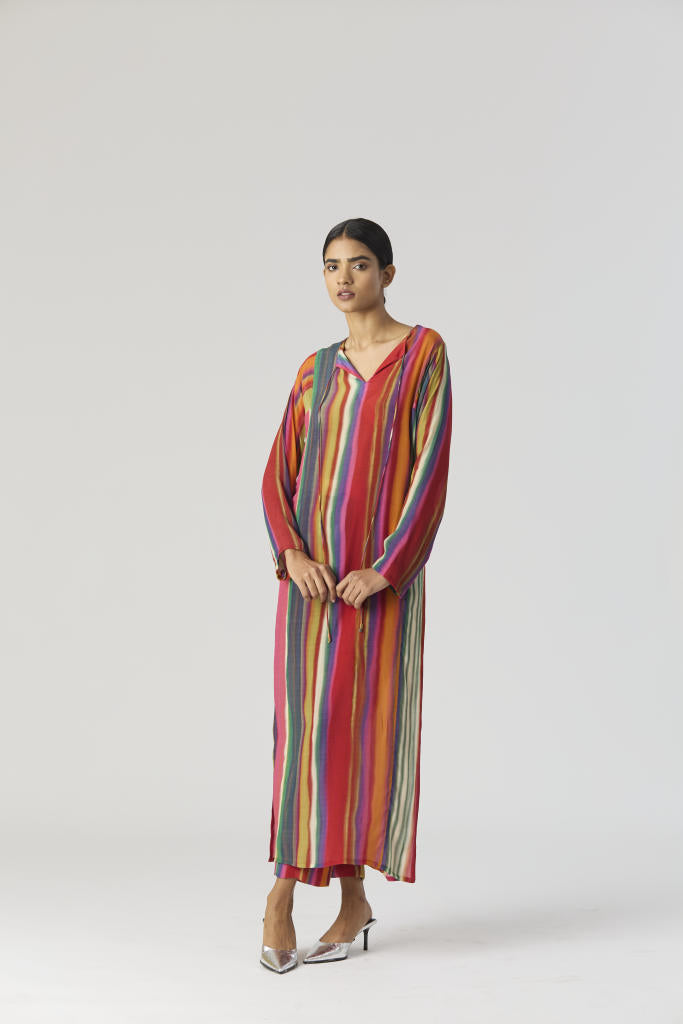 AURORA CREPE KURTA SET mul by Yam in multi color for women Worldwide