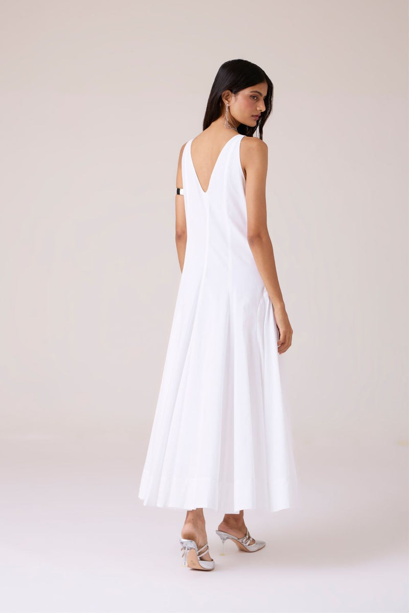 Aurora White Panelled Dress cotton by The Summer House in white color for women Worldwide