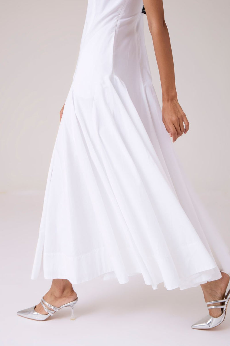 Aurora White Panelled Dress cotton by The Summer House in white color for women Worldwide