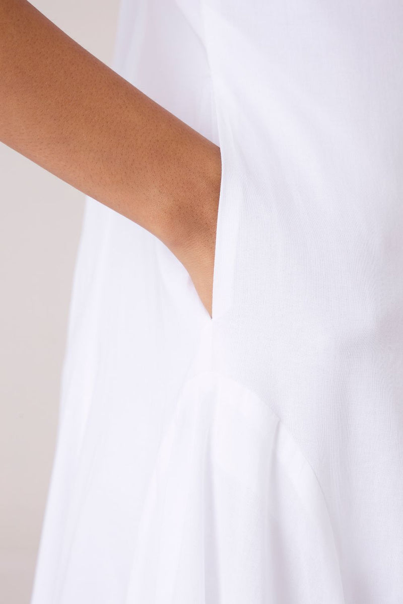 Aurora White Panelled Dress cotton by The Summer House in white color for women Worldwide