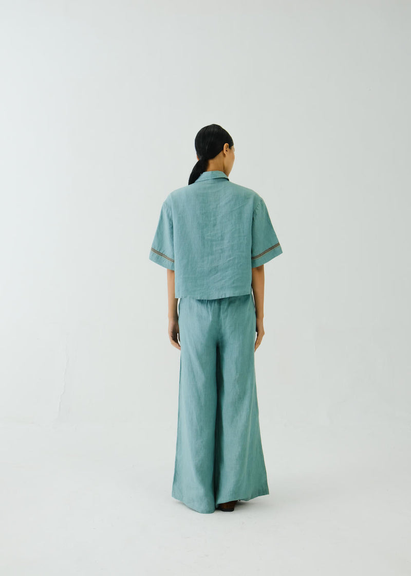 Ava Shirt-Pale Blue Cross Stitch Emb by CORD for women Worldwide