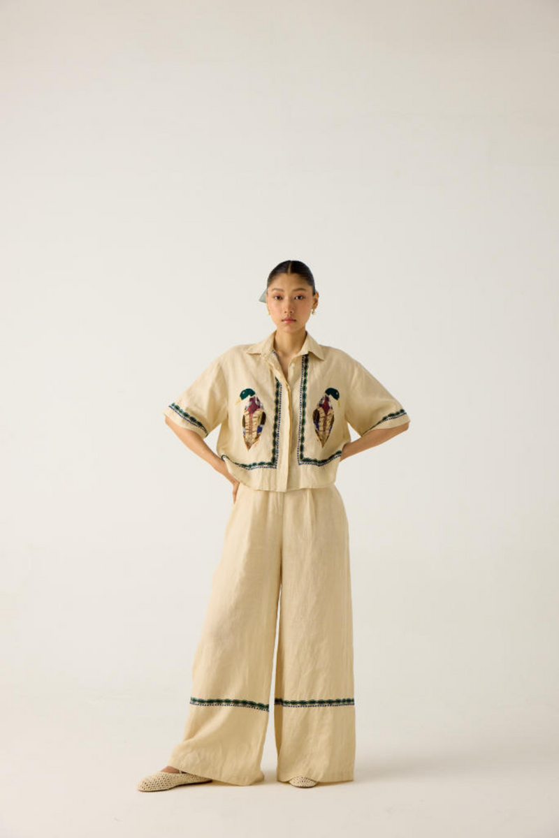 AVA SHIRT-IVORY DUCK APPLIQUE cotton by CORD in multi for women Worldwide