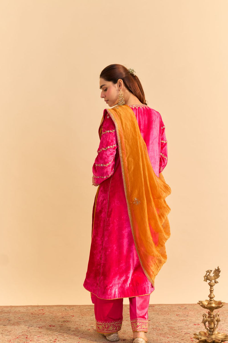 Azmiya - Hotpink Chauga with Salwar and Dupatta by SHEETAL BATRA for women Worldwide