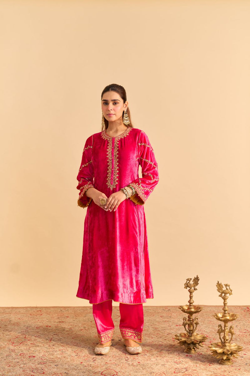 Azmiya - Hotpink Chauga with Salwar and Dupatta by SHEETAL BATRA for women Worldwide