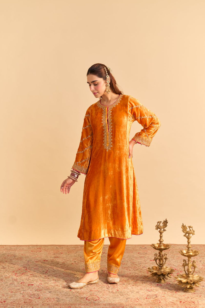 Azmiya - Orange Chauga with Salwar with Dupatta by SHEETAL BATRA for women Worldwide