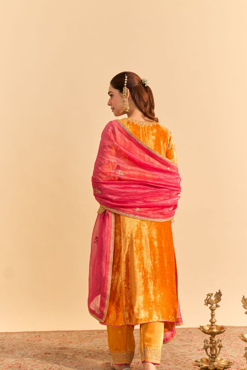 Azmiya - Orange Chauga with Salwar with Dupatta by SHEETAL BATRA for women Worldwide