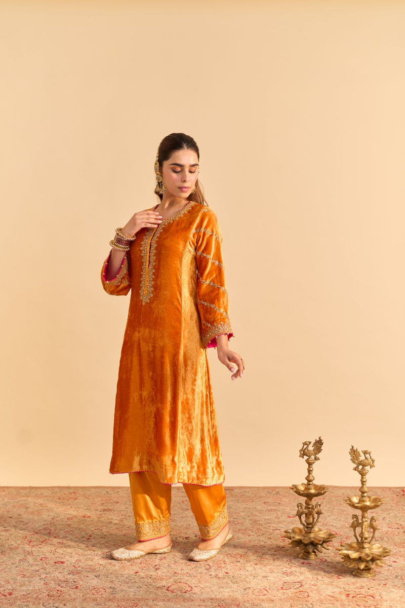 Azmiya - Orange Chauga with Salwar with Dupatta by SHEETAL BATRA for women Worldwide